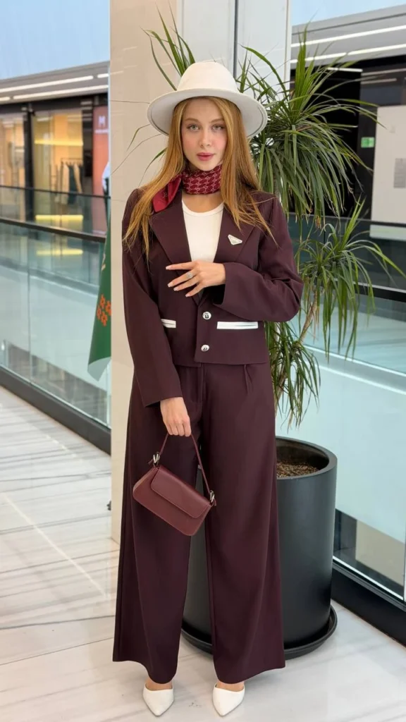 مونترو ست کت و شلوار جیب سفید سنجاق سینه دار