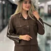 مونترو ست کت و شلوار جیب سفید سنجاق سینه دار