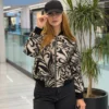ماه رخ بامبر زیپ دار کرم طرح دار