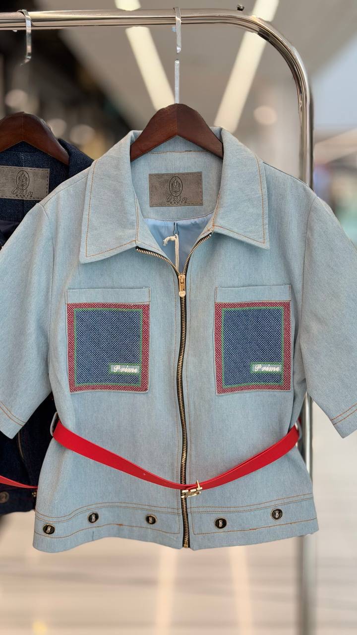 آلیا کت جین جلوزیپی جیب دوخت رنگی